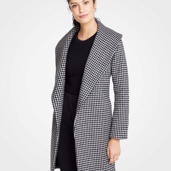 Ann Taylor Jackets & Blazers - Ann Taylor Women's Houndstooth Shawl Collar Wrap Coat